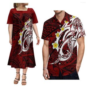 Casual Dresses Summer High Quality MUMU Women'S Square Neck Dress Micronesia Fishtail With Men'S Shirt 9xl Couple Set