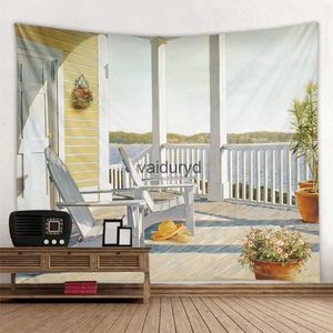 Tapestries Customizable tapestry natural window view retro oil painting hanging cloth bed sheets living room bedroom wall decorationvaiduryd