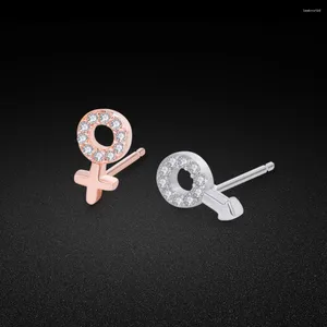 Stud Earrings Cute Silver Jewelry Girl 925 Sterling Rose Gold Male / Female Symbol Solid Not Allergic