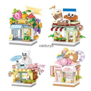 Blocks City Street View Mini Building Blocks DIY Pet Shop Coffee Fruit Shop Puzzle Toys Holiday Gifts Home Ornamentsvaiduryb