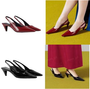 4.5cm en kaliteli yavru kedi topuklu slingbacks sandalet pompalar stilletto topuk kadın katırlar elbise ayakkabıları lüks tasarımcı parti ofis ayakkabıları boyut 34-41 ile kutu ile