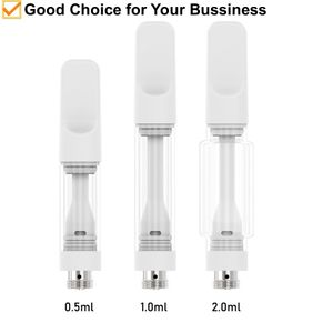 Glass Full Ceramic Coil 0.5ml 1ml 2ml Vape Cartridge Tank Pod Atomizer 510 Cartridges Empty Pen Bar Cartridges 510 Atomizer Thick Oil Vaporizer Carts White Ceramic Tip