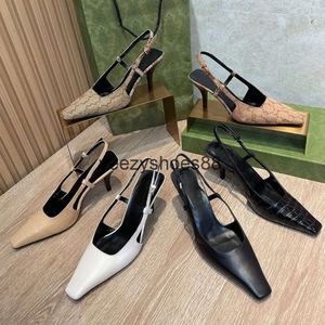 Obcasy designerskie buty guccili krowi sandałowe seksowne wszechstronne kryształowe łyżki kryształowe 7,5 cm sandały na obcasie 35-42 eleganckie kota obcasy kobiet