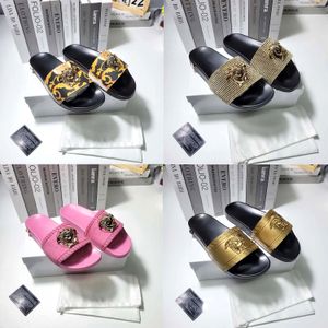 Été Palazzo Sandal Tazz Pantoufles Chaussures de luxe Designer Femmes Mens Semelle en caoutchouc Beach Slide Chaussures Casual Gold Silver Flat Sliders Flip Flop Sandale Mocassins