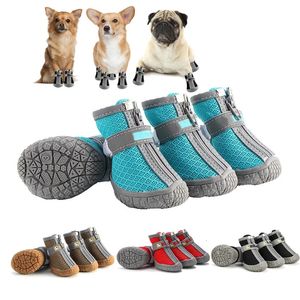 4 pçsset à prova dwaterproof água toda a temporada sapatos para cães antiderrapante botas de chuva calçado protetor respirável para pequenos gatos cães meias botas 240117