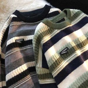 Camisolas masculinas 2023 outono inverno malha camisola masculina estilo preppy homens suéteres listrado vintage pullovers causal harajuku all-match roupas masculinas