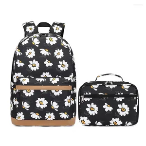 School Bags Beautiful Flowers Backpack For Kids Girls Backpacks With Lunch Box Primary Children BookBag Set Schoolbag