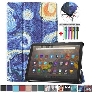 Tablet PC Cases Bolsas Slim Leve Trifold Tablet Case para Novo Kindle Fire HD10 2021 Capa para All-New Fire HD 10 Plus Smart Flip Stand Funda Gift YQ240118