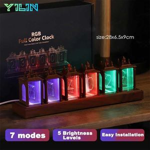 Skrivbordklockor led vintage elektronisk klockglöd rör omgivande nattljus diy kreativt skrivbord dekorera bordslampa rum ornament festival gåva yq240118