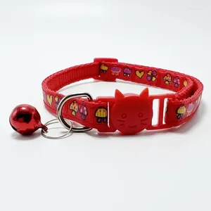 Dog Collars Pet Accessories Cat Collar Bell Colorful Dogs Print Pattern Adjustable For Puppy Kitten DIY Small Animal