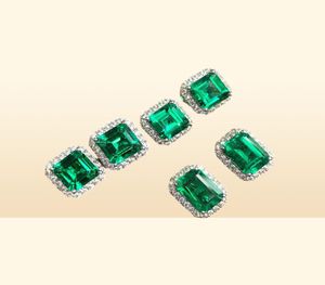 Choucong Stunninjg Simple Fashion Jewelry 925 Sterling Silver Princess Cut Emerald CZ Diamond Gemstones Women Wedding Stud Earring4160323