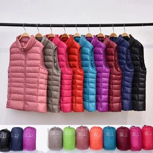 Autumn Winter Ultralight Women Down Vest Jacket ärmlös Vit Duck Warm Waistcoat Ytterkläder Rockar för kvinna Portable 240117