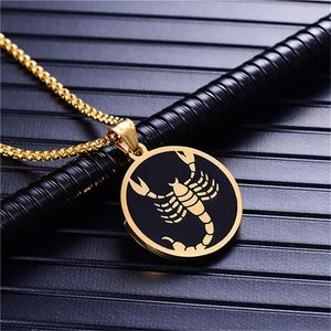 Colar de escorpião com 12 constelações para homens/mulheres, presentes de aniversário, pingente amuleto de ouro amarelo 14k, joias do signo do zodíaco