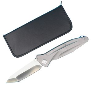 Coltello pieghevole tattico MT High End Survival D2 Tanto Lama satinata TC4 Maniglia in titanio Cuscinetto a sfere Coltelli tascabili EDC con strumento di riparazione