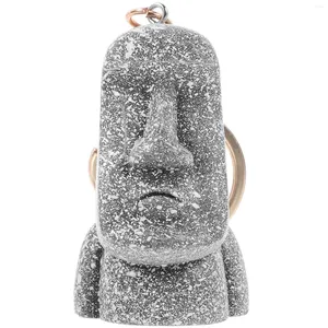 Keychains Moai Key Ring Novelty Easter Island Head 3D Figurine Chain Party Favor Supply