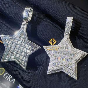 Designer di gioielli Bulk Stock Ciondolo hip-hop brillante ghiacciato Ciondolo in argento 925 con stella di diamante Moissanite in oro bianco rosa VVS1HipHop