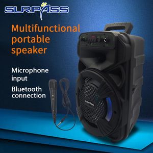 Alto-falantes caixa de alto-falante portátil hifi super bass agudos som música ao ar livre dj sem fio bluetoothcompatível alto-falante fm tf usb com led