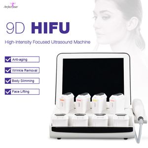 Portable HIFU Machine Wrinkle Removal Face Lift Body Slimming Beauty Machine High Intensity Focused Ultrasound 8 Cartridges