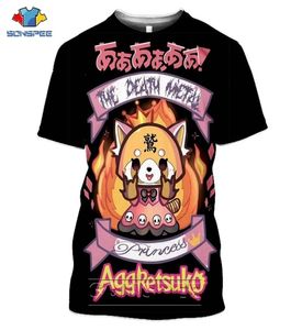 Sonspee Death Metal Karaoke Kala Aggretsuko Aggressiv Retsuko Mens T Shirts Casual 3D Ptint Kort ärm Tshirt Kvinnor kläder 214520323