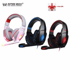 Hörlurar/headset Kotion varje G4000 -spel hörlurar Stereo Bass Gamer headset med mic LED -ljusa hörlur för PC -dator bärbar dator