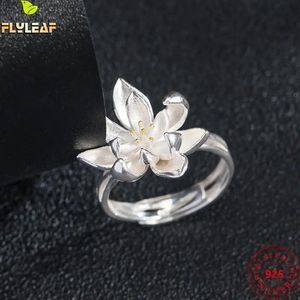 Rings Real 925 Sterling Silver Jewelry Orchid Flowers Open Ring For Women Original Design Chinese Style Vintage Femme Accessories 2022