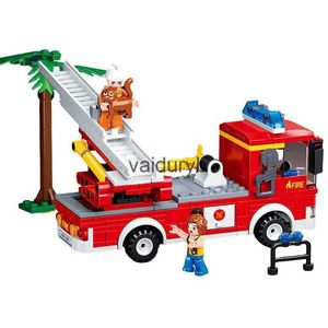 BLOCKS CITY Aerial Ladder Fire Truck Firemen Building Blocks Set Rescue Constructor Bricks Classic Model Education Toys for Kids GiftvaiduryB
