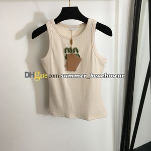 デザイナーダイヤモンドノースリーブベスト女性サマーノースリーブTシャツ夏の通気性ニットベストレディーススポーツトップス