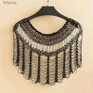 Women's Blouses Shirts Women Lace Blouse Shinny Glitter Bead Hollow Out Hook Crochet Shawl Poncho With Tassel Summer Beach Cover Up Knitwear Poncho YQ240118