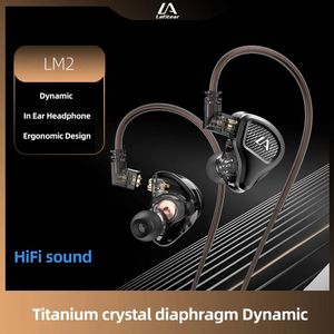 Наушники Lafitear LM2 1DD, наушники-вкладыши, 10 мм, наушники с динамическим приводом, HiFi, спортивная музыкальная гарнитура, 2-контактный сменный кабель, затычки для ушей IEM