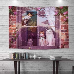 Tapestries Illustration Cute Cat Korean Style Background Cloth Cure Dormitory Bedside Tapestry Bedroom Room Wall Decorationvaiduryd