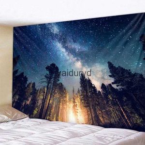 Tapestries Forest starry tapestry bonfire night sky galaxy landscape wall hanging bedroom dormitory living room background decorationvaiduryd