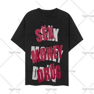 Men's T-Shirts Fashion Gothic Dress Red Black Letter Print T-Shirt Men's Y2K2023 Street Harajuku Casual Loose Round Neck Top T-Shirt Women'syolq