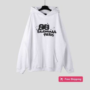 Designer Men's T-Shirts Correct Version High Quality B Family 23SS New BB Hand Painted Graffiti Loose Hooded Sweatshirt Unisex Happy A3AS
