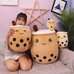 かわいい24cmのフルーツドリンクぬいぐるみ柔らかいピンクのイチゴティープラッシュボバティーカップおもちゃバブルティーピロー枕クッション子供ギフト