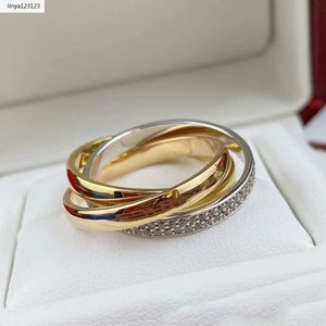 trinity ring charms for woman designer Couple Size 678 for man diamond Tricyclic crossover T0P quality Gold plated 18K official reproductions anniversary gift 009