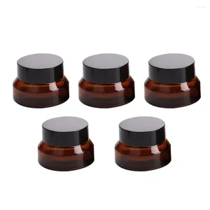 Storage Bottles 5 Pcs Brown Glass Bottle Make Up Jars Cream Empty Mason Travel Light-proof