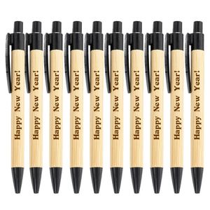 10-100pcs Bamboo spersonalizowane Pens Pens Pens Pen Pen Buret Bavies Dostosowany biznes Baptist Baptist Holiday Gift 240117