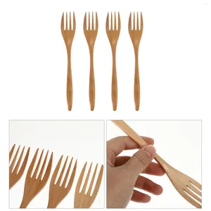 Dinnerware Sets 4pcs Wooden Kitchenware Handheld Buffet Fork El Salad Stirring