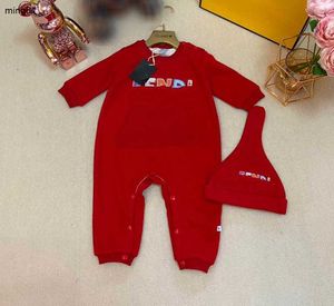 Marca macacões infantis meninos meninas conjuntos de bodysuit tamanho 59-90 impressão do logotipo do bebê recém-nascido rastejando terno e boné com viseira jan20