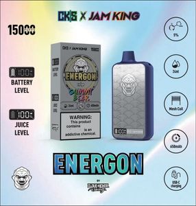 Partihandel puffvape 15k Jam King Cks Energon 15000 Puff 24ml 12 Flavor LED -skärm Display Mesh Coil Rechargeble Battery Pen 650mah Vaper 15000 vs Tornado Vape Puff 90k