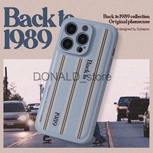 携帯電話のケースインズバック1989 Stripe Fashion Soft Litchi Leath Phone Case for iPhone 14 13 12 Mini 7 8 Plus XS XS XR Max 11 Pro SE 3バックカバーJ240118