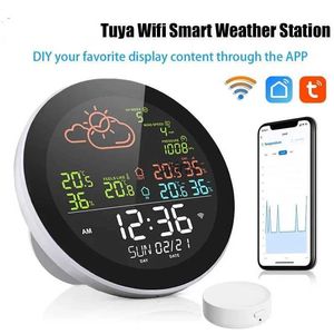 Desk Table Clocks Tuya WIFI Weather Station Thermometer Table Clock Outdoor Indoor Temperature Tester Weather Forecast Multifunctional Hygrometer YQ240118
