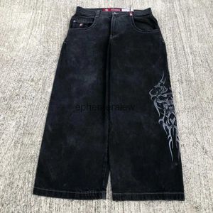 Mäns jeans stora fickverktyg svärd tryck jeans raka brett ben byxor kvinnor kläder y2k streetwear gothic wide byxor baggy jeansephemeralew