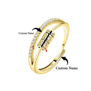 Anelli a fascia Ansia regolabile RNome personalizzato R925 Argento Alleviare Fidget Spinner Perline Meditazione RPer gioielli personalizzati da donna J240118