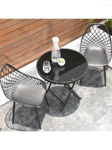 Mobília de acampamento varanda pequena mesa e cadeira uma duas cadeiras ao ar livre café lazer simples moderno terraço rattan