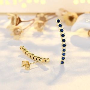 Stud Earrings Trend Single Row Zircon Moon 925 Silver Needle Luxury 14k Gold Plated For Women Jewelry Accessories Wholesale