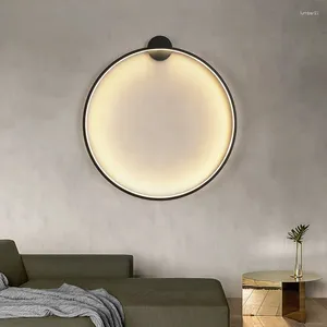 Lâmpada de parede lâmpada nórdica minimalista anel redondo a cabeceira da sala de estar led de fundo de decoração interna iluminação leve