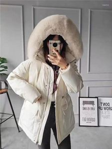 Women's Trench Coats Fashion Jacket Winter Korean Style Parkas Thick Warm Hooded Drawstring Waistband Female Coat Cropped