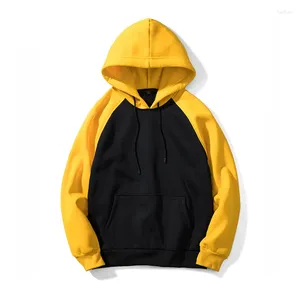 Hoodies masculinos marca qualidade masculino solto preto amarelo retalhos outono homem streetwear y2k moletom com capuz moda velo hoodie