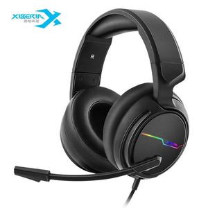 Fones de ouvido xiberia v20 para jogos, usb 7.1/3.5, para pc, computador, jogos, som surround, headp com microfone, luz rgb